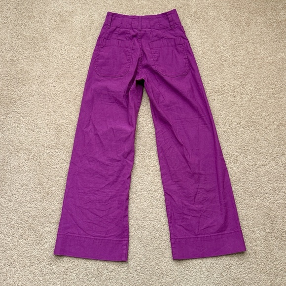 Maeve The Colette Cropped Wide Leg Vintage Inspired Linen Purple Pants Size 23 - Picture 5 of 10